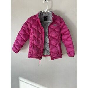 Girls The North Face Pink Down Jacket Puffer Coat Jacket Medium 10/12 FLAW AS IS